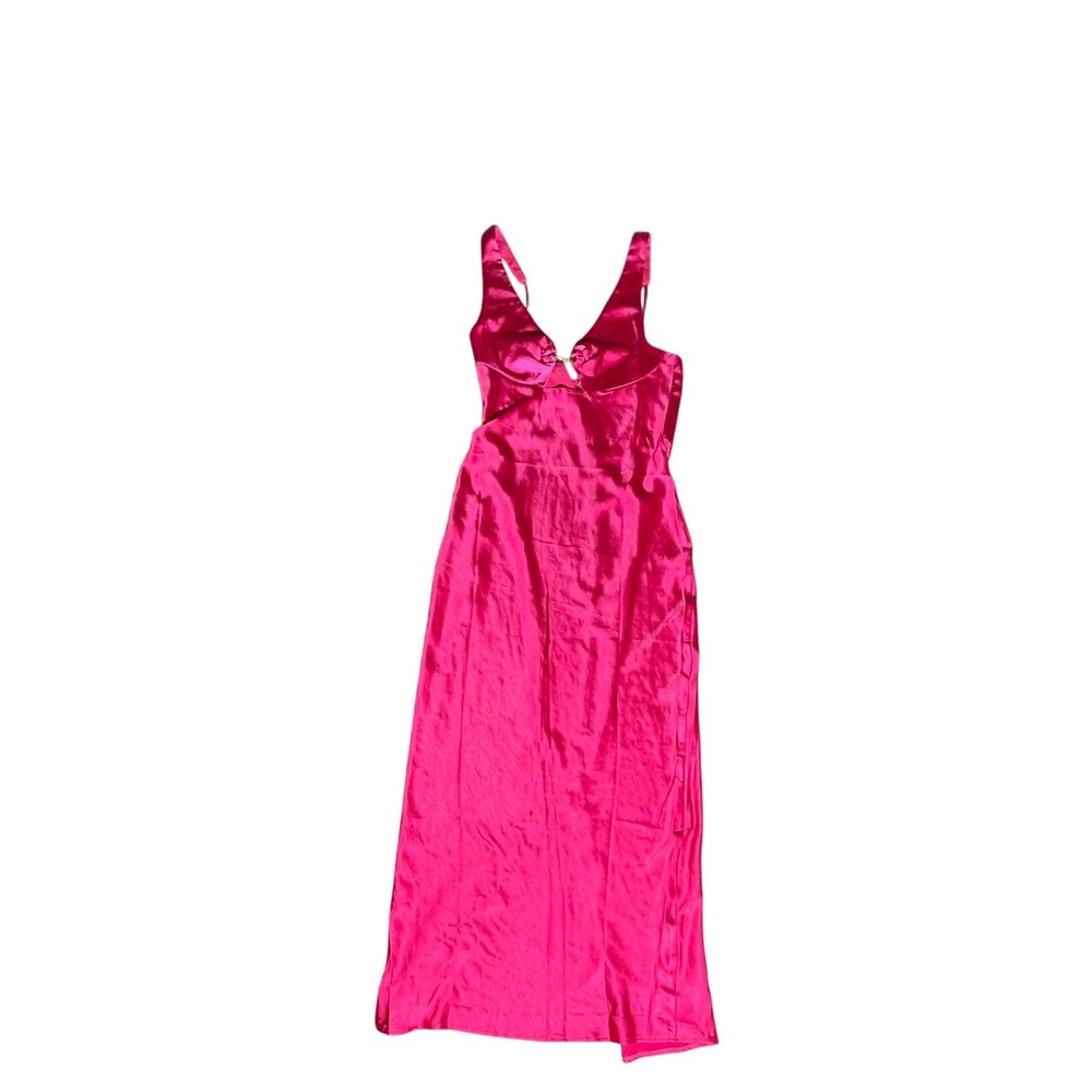 Hello Molly Satin Slip Dress Women's Size 6 Hot Pink Fuchsia Midi Party